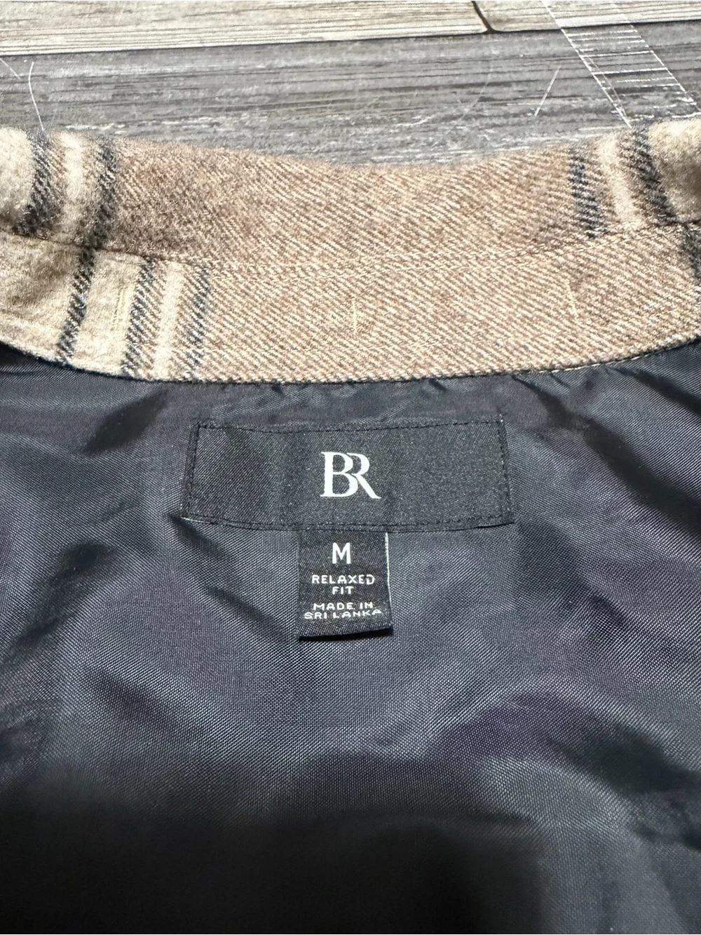 Banana Republic Relaxed Fit Wool Blend Plaid Shirt Jacket Men’s M Brown Tan